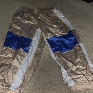 NWOT Stylish Track Pants - Tan, Blue, and White